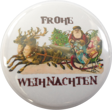 Rentierschlitten mit Weihnachtsmann Button Rentierschlitten mit Weihnachtsmann Button
